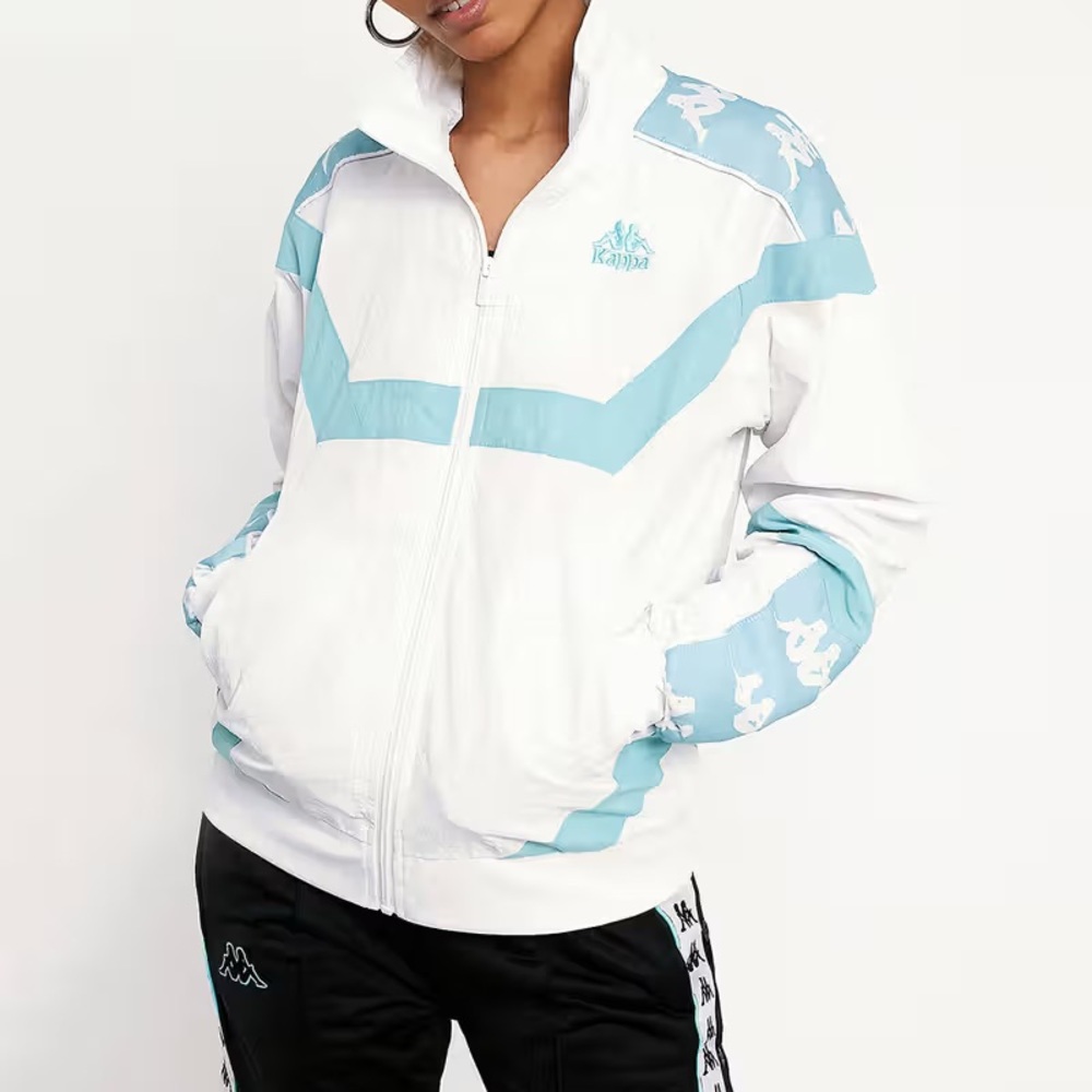 Kappa Women's White and Light Blue Bomber Jacket